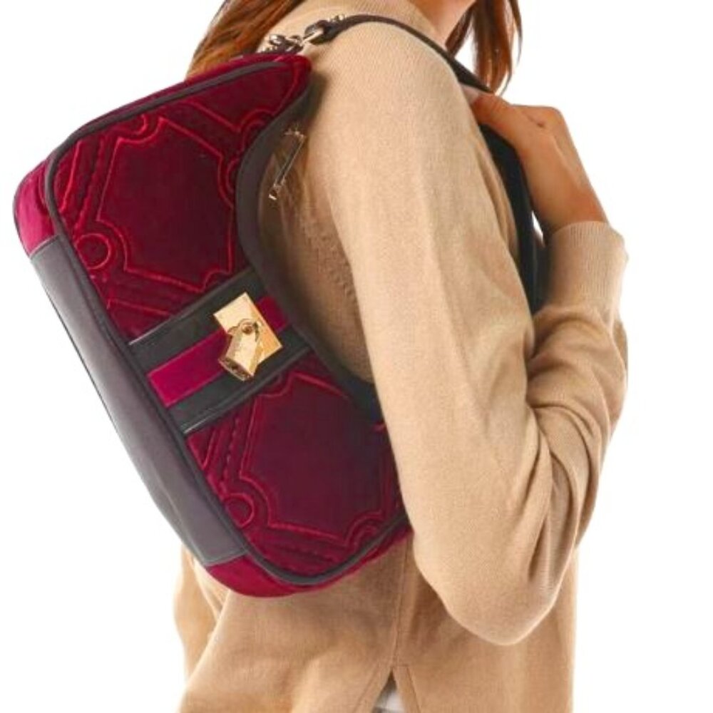 V73 IRIS - Women's Shoulder Handbag - Viola - Y2K -  Grunge Punk Grommet Goth